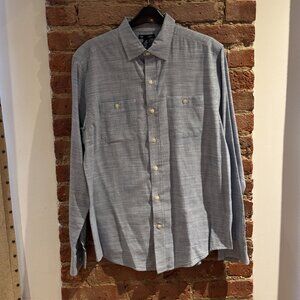 Gap micro - weave linen blend blue dress shirt - Mens size M